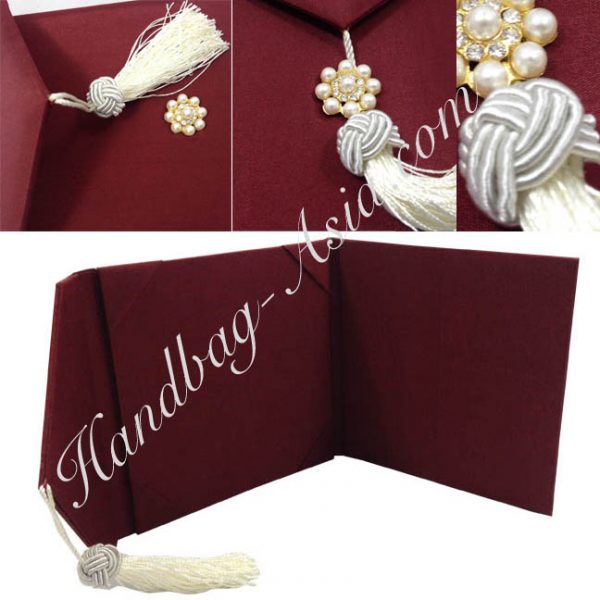 Tassel Embellished Burgundy Silk Envelope