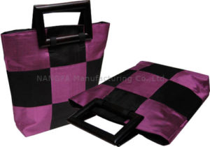 Chess silk bag with black wooden handle