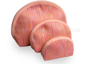 Zippered blush pink Thai silk cosmetic bags
