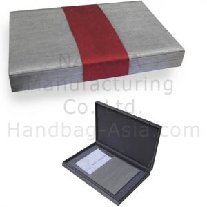 silver hinged lid silk wedding box for invitation cards and jewelry