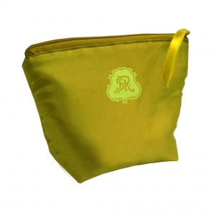 light green silk cosmetic bag with logo print for wholesale