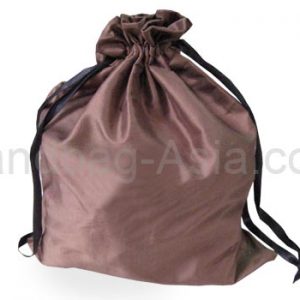 brown silk drawstring bags