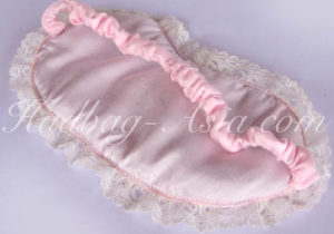 pink silk eye mask with lace