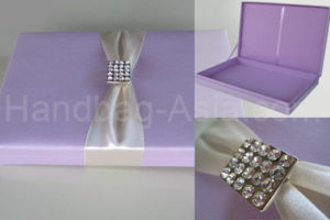 lavender boxed wedding invitation