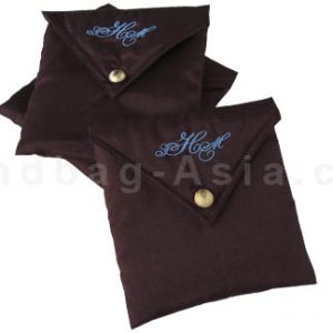customised embroidered brown silk envelope