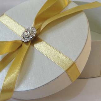 ivory silk gift box with embellishment