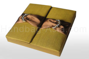 Embellished goldenrod gatefold box for wedding cards