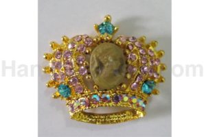 Golden crystal crown brooch
