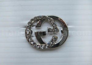 silver crystal brooch with rhinestones
