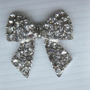 Silver bow embellishment with crystal