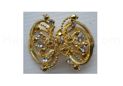 Golden rhinestone clasp to embellish wedding cards