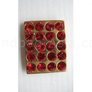 rectangle gold crystal button with red stones