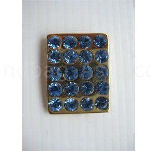 golden crystal button with aqua rhinestones