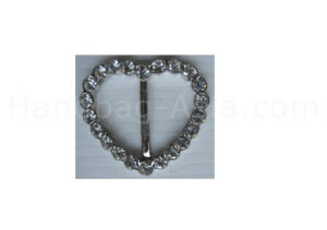silver heart crystal buckle