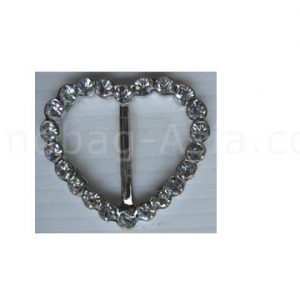 silver heart crystal buckle