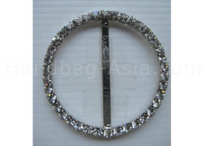 Large round silver plated rhinestone buckle