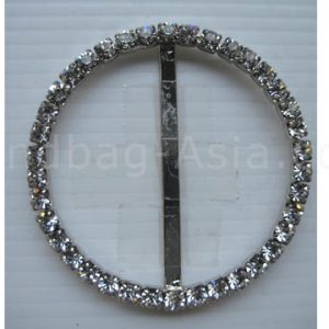 Large round silver plated rhinestone buckle