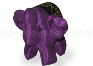 Embroidered stuffed silk elephant for promotional use