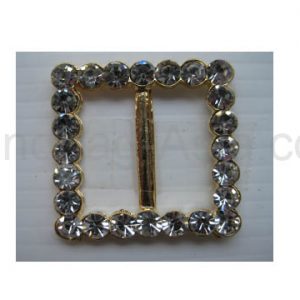 golden square buckle with rhinestones