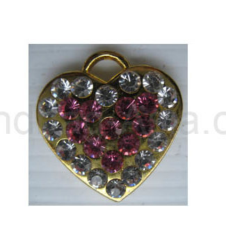 Gold plated rhinestone crystal heart