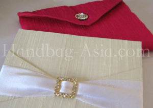wedding envelope with silk pad and rhinestone embellishment