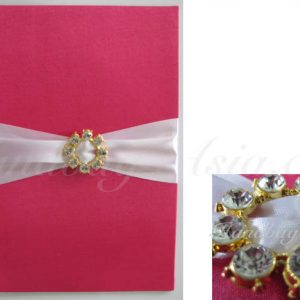 Embellished silk covered card holder with golden rhinestone buckle