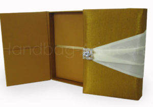 Silk covered wedding box with embellishment