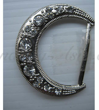 moon buckle with crystal in silver