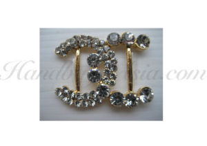chanel style rhinestone buckle in gold