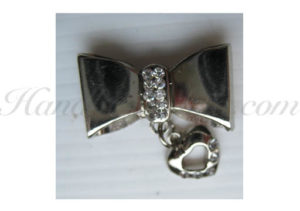 silver bow with heart hanger