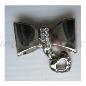 silver bow with heart hanger