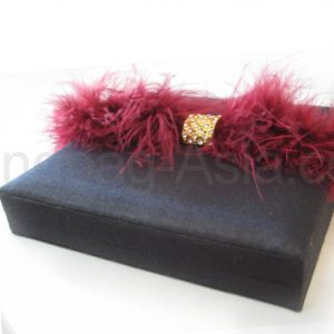 Black feather embellished wedding invitation box
