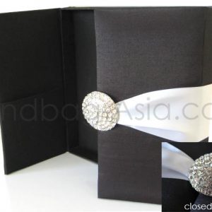 black wedding box with pair brooches