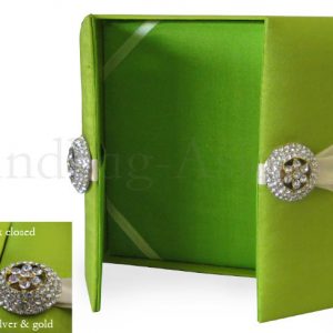 bright green boxed wedding invitation