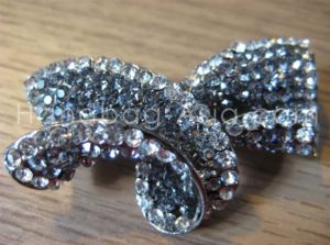 black rhinestone crystal bow brooch