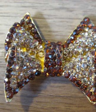 golden rhinestone crystal bow brooch