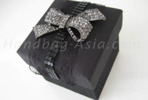 Black silk wedding favor box with bow