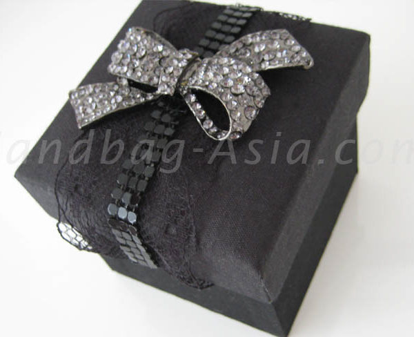 Black Wedding Box For Favour Featuring Bow Embellishment Black Silk Wedding Favor Box With Bow
