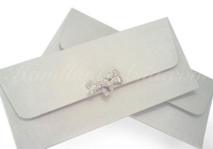 Embellished Off-White Silk Wedding Envelope