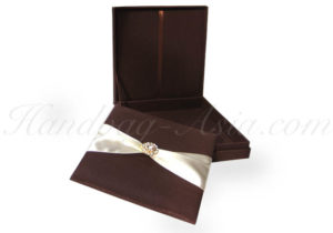 brown silk wedding box