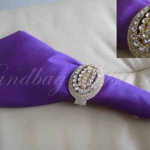 silk wedding napkin with crystal brooch