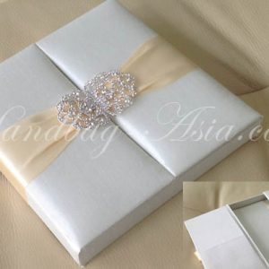 ivory wedding box with luxury rhinestone clasp
