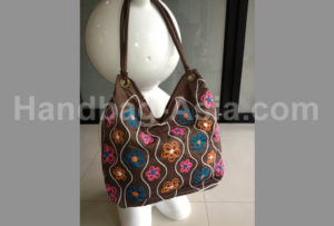 embroidered suede shoulder bag