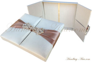 ivory wedding invitation box with rhinestones