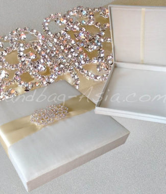 Large brooch embellished silk wedding box