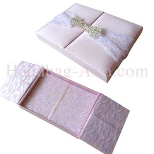 blush pink lace invitation box