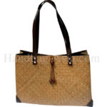 logo plaque bamboo handle shoulder bag