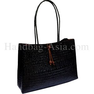 Large black bamboo handbag from Chiang Mai