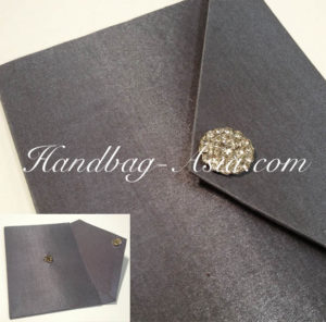 Luxury silver cardboard wedding envelope with brooch