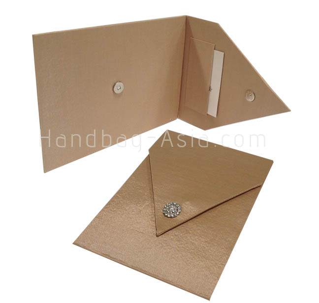 Golden Cardboard Envelope Covered With Silk Featuring Business-Card Pocket  Holder & Brooch - PRESTIGE CREATIONS FACTORY